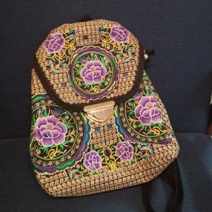 Asian embroidered backpack bag